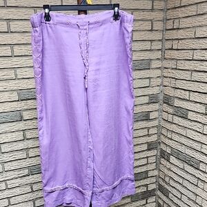 Liz Claibourne Livvy 100% Linen Cropped Pants New Condition Lavendar Sz 12
